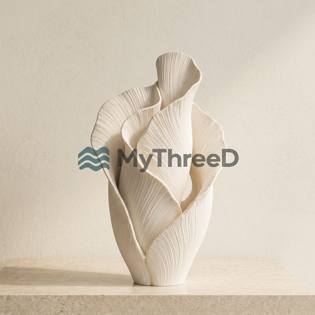 Vaso PETALI bianco avorio opaco con filigrana MyThreeD