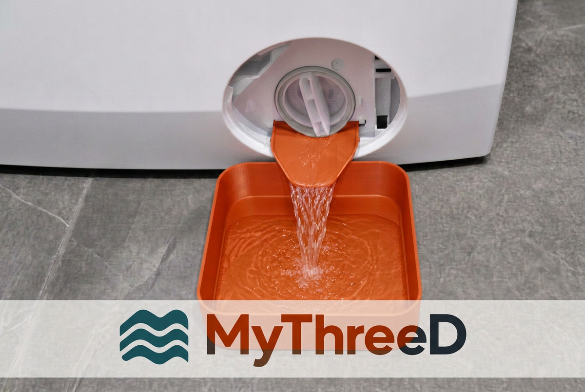 Kit scarico lavatrice arancione con logo MyThreeD