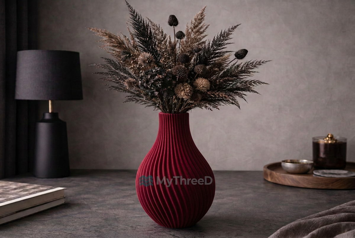 Vaso a spirale rosso rubino con filigrana MyThreeD