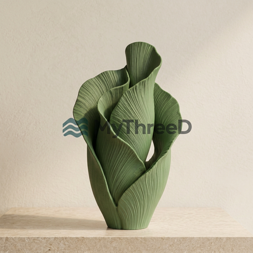 Vaso PETALI verde opaco con filigrana MyThreeD