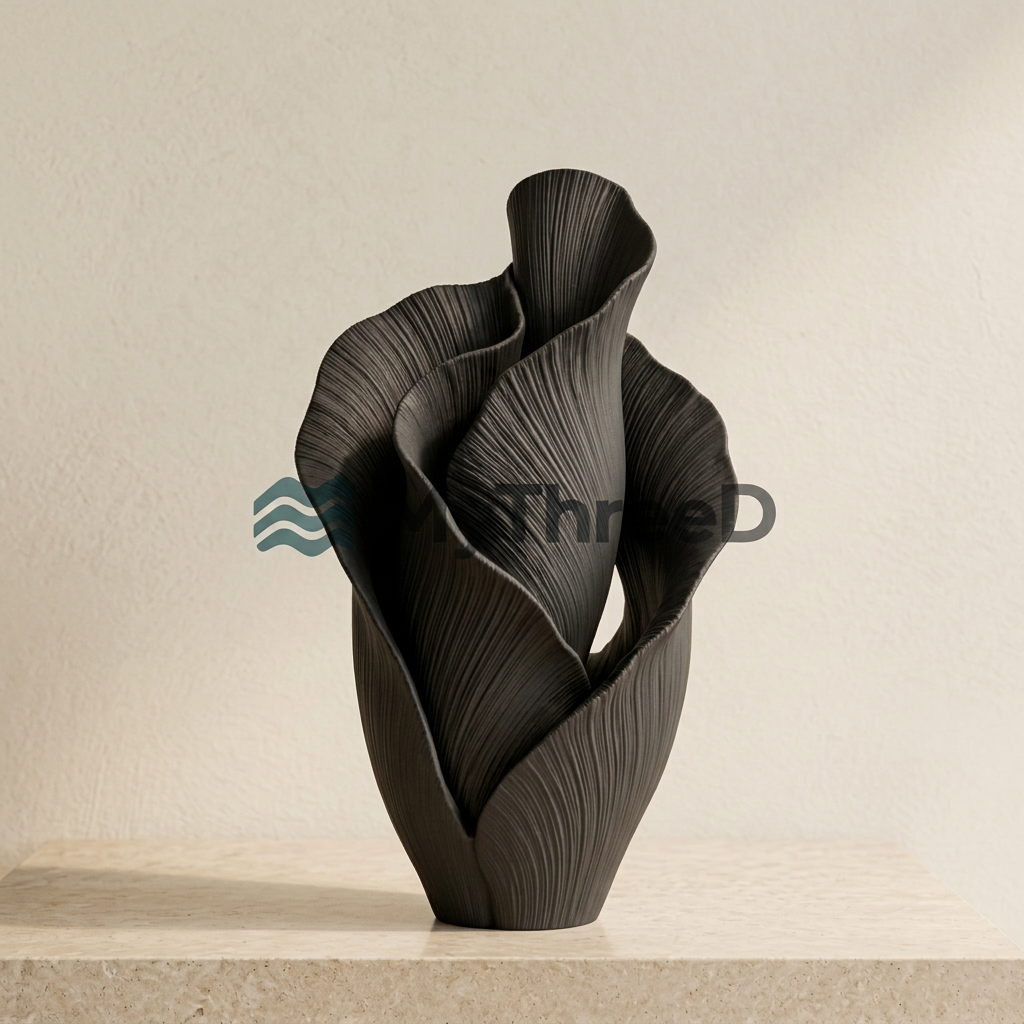 Vaso PETALI nero opaco con filigrana MyThreeD