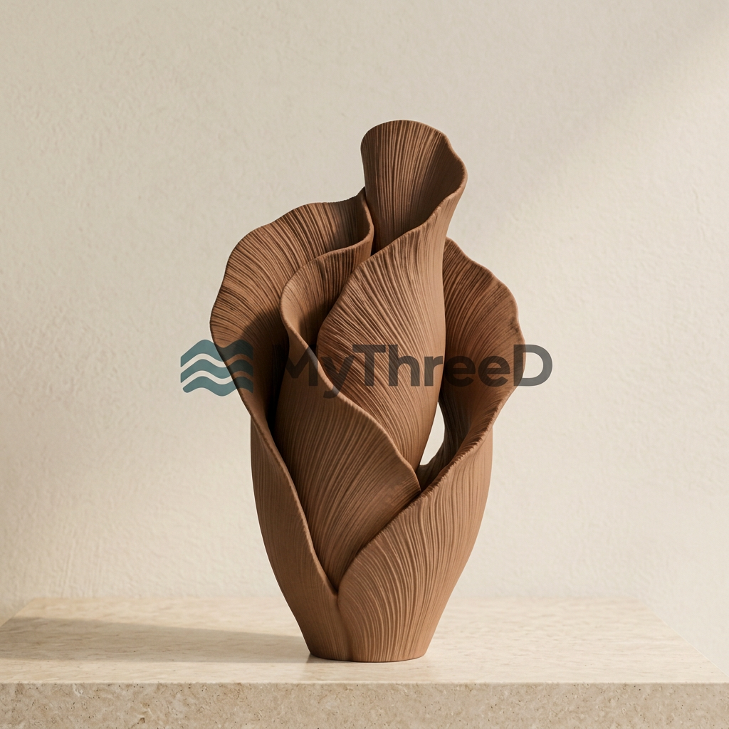 Vaso PETALI marrone caldo opaco con filigrana MyThreeD