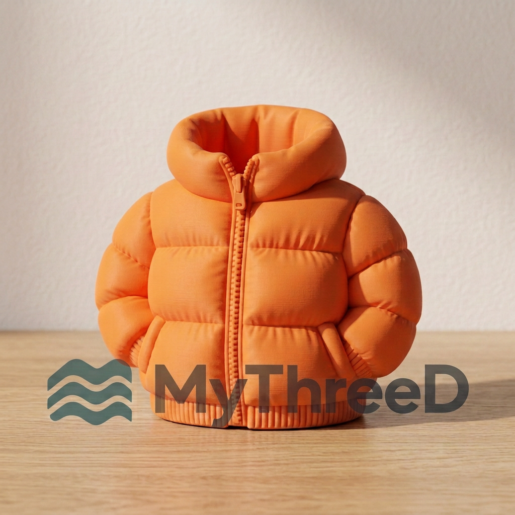 Portapenne piumino arancione con filigrana MyThreeD