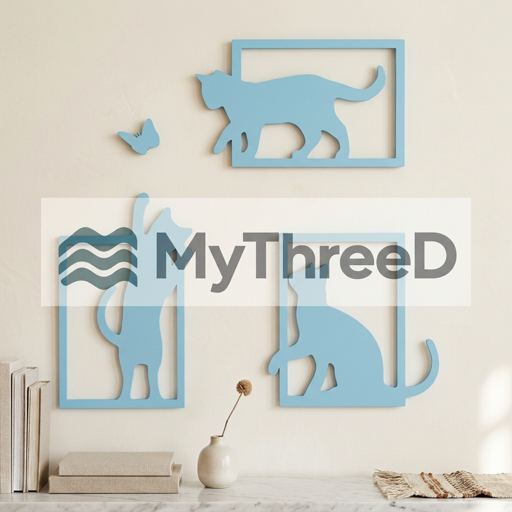 Set gatti e farfalla celeste opaco MyThreeD