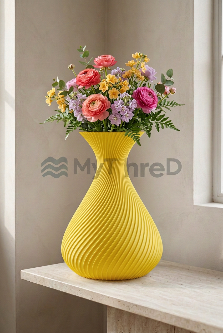 Vaso Elica Giallo acceso con bouquet e filigrana MyThreeD