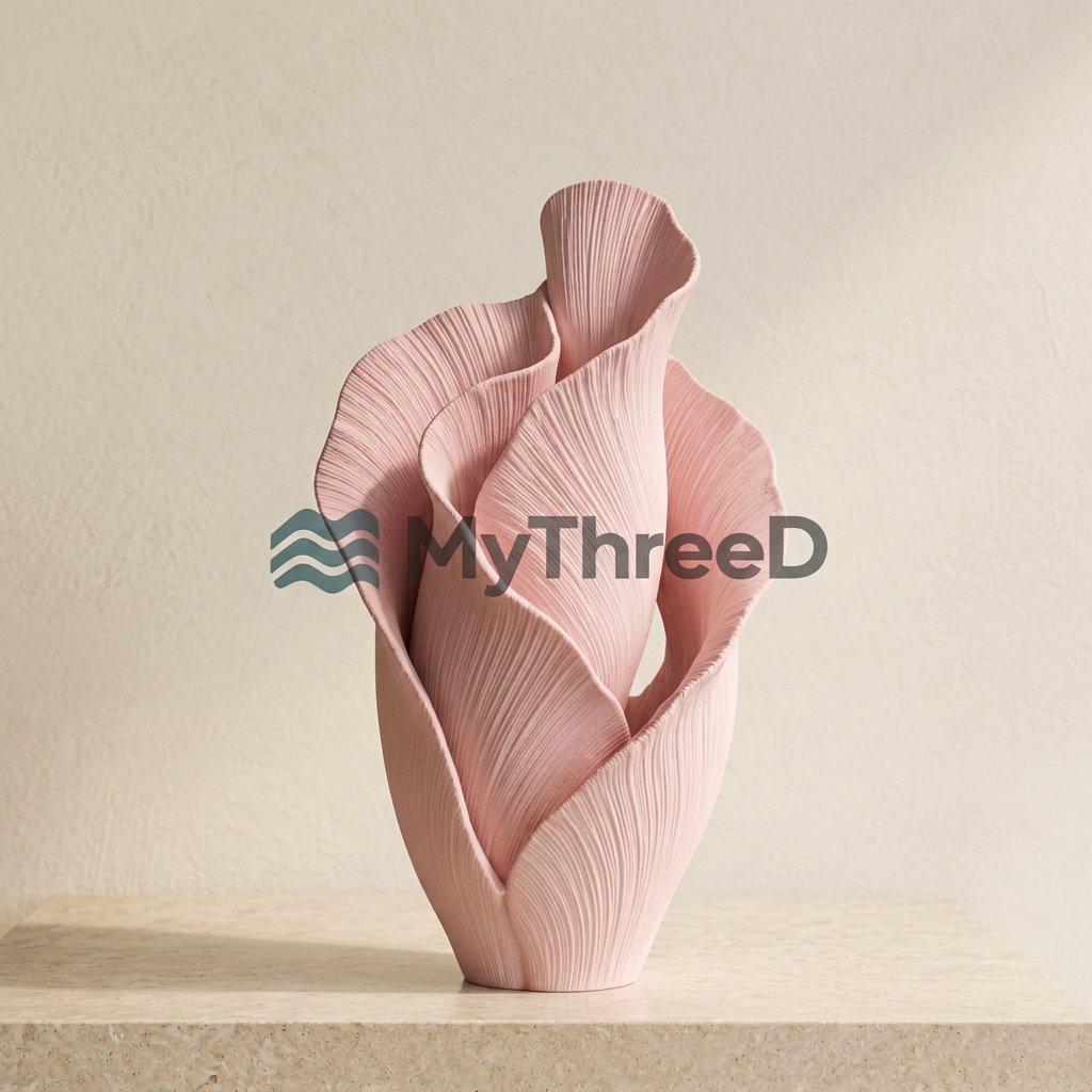 Vaso PETALI rosa pastello opaco con filigrana MyThreeD