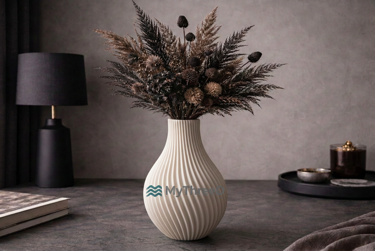 Vaso a spirale bianco avorio con filigrana MyThreeD