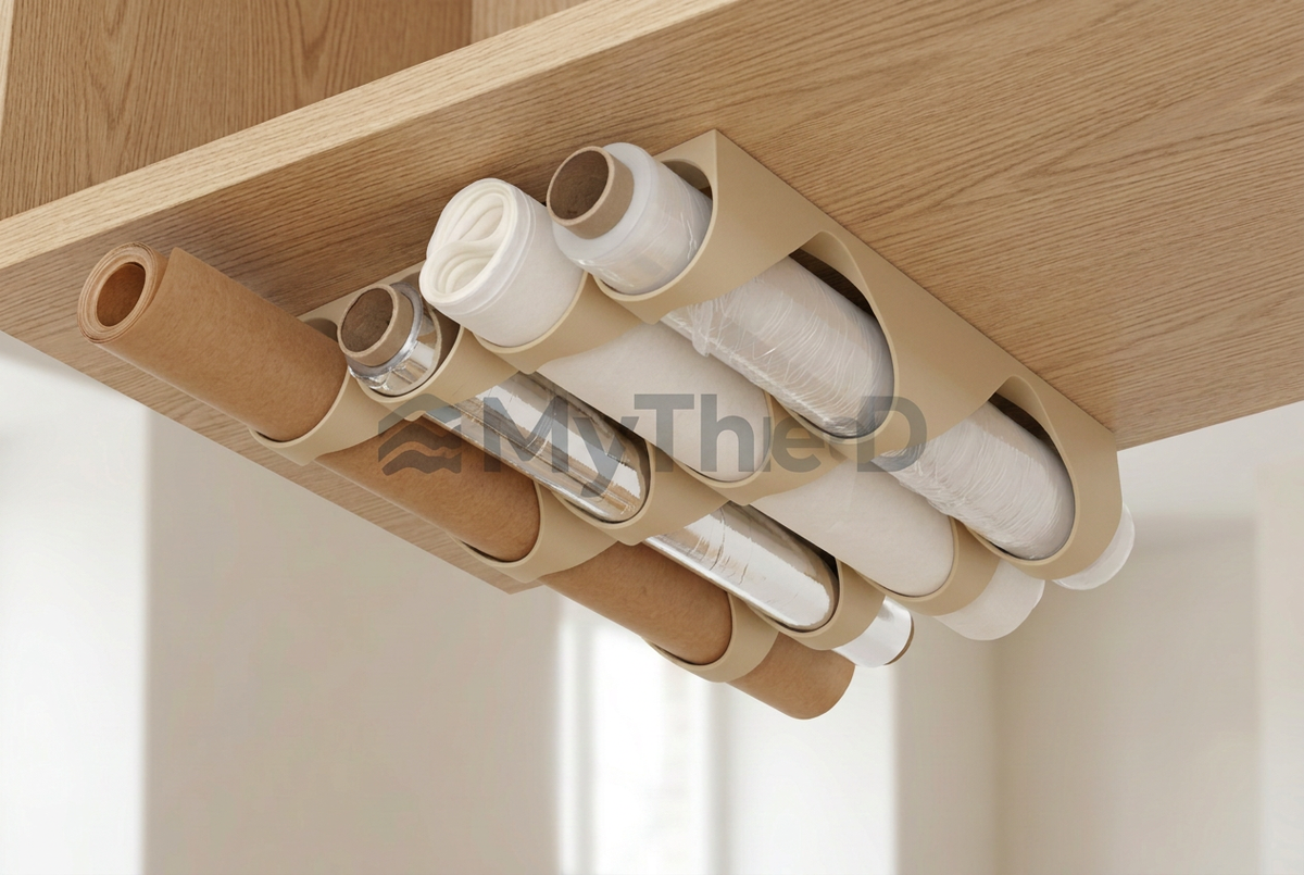 Portarotoli da cucina sottopensile beige opaco con filigrana MyThreeD