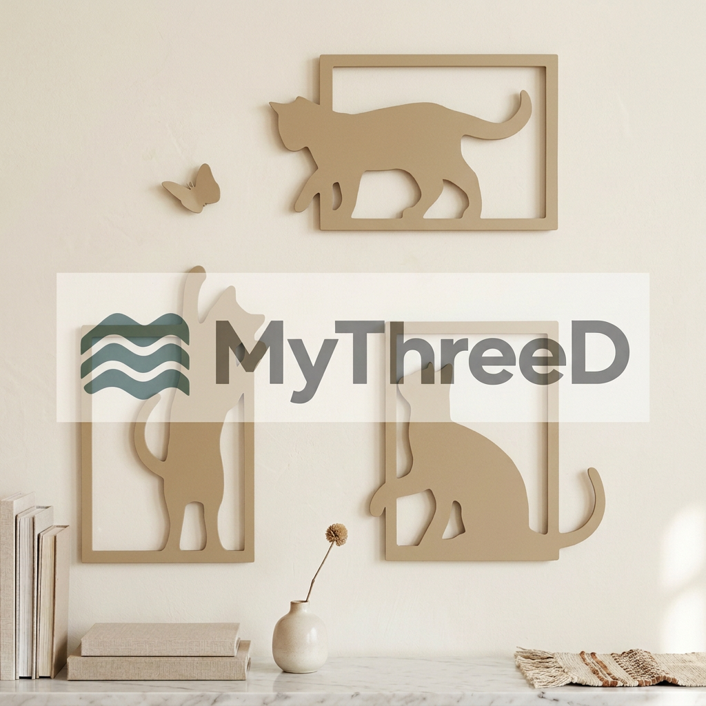 Set gatti e farfalla beige opaco MyThreeD