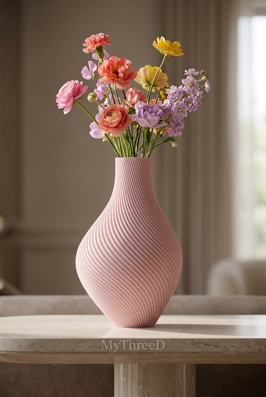 Vaso asimmetrico a coste Rosa pastello