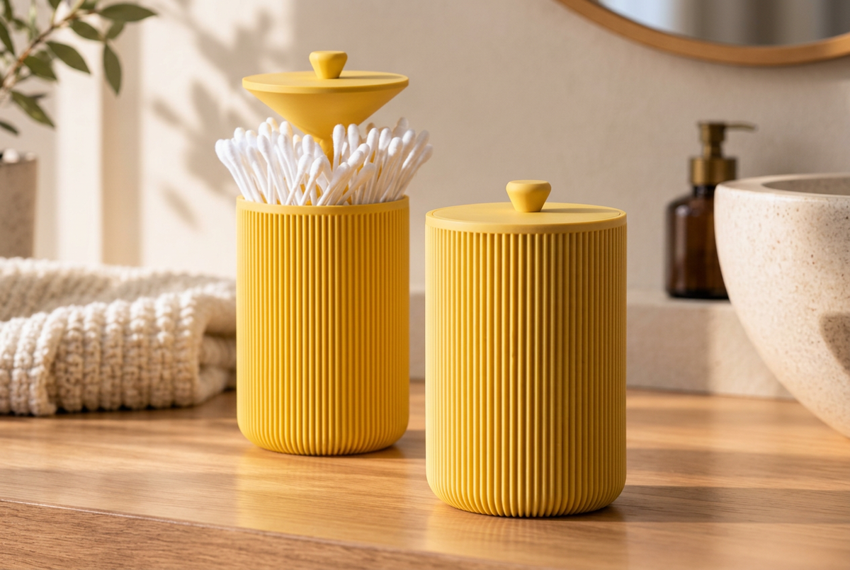 Porta cotton fioc giallo