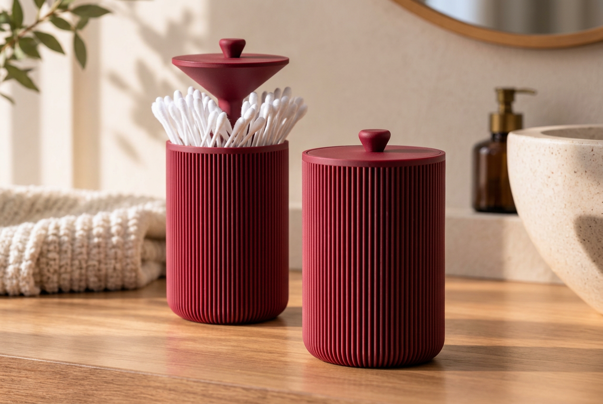 Porta cotton fioc rosso rubino
