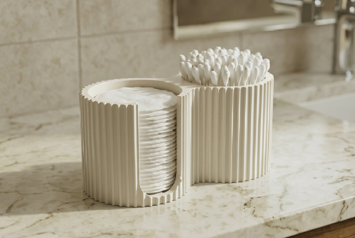 Porta dischetti e cotton fioc in bianco avorio
