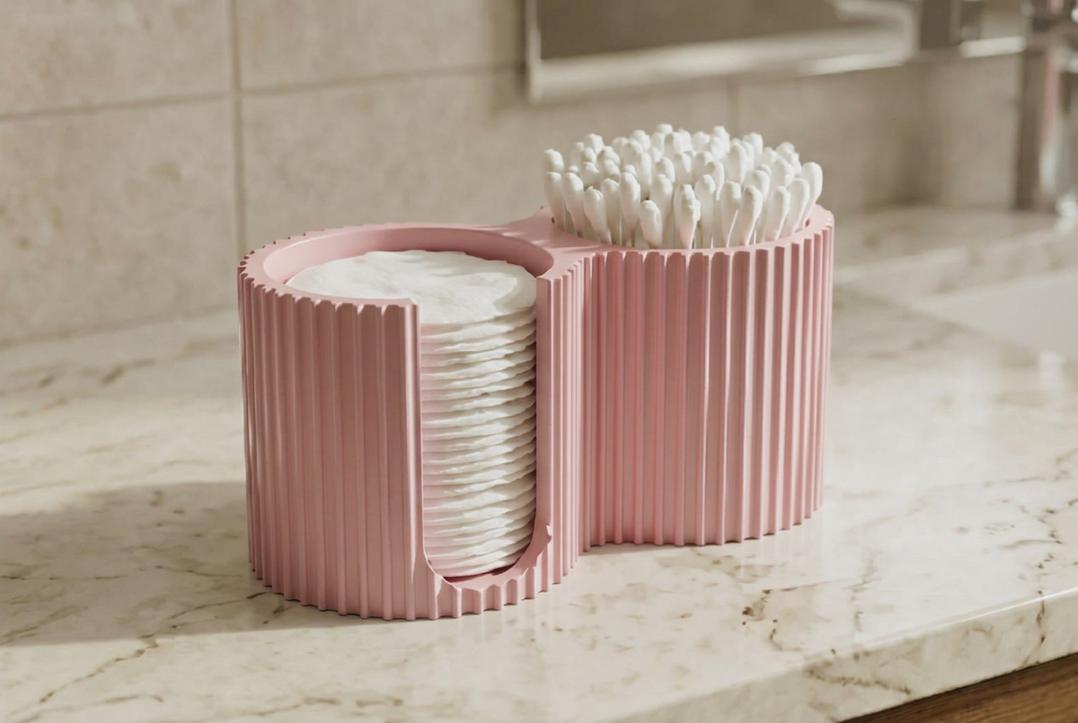 Porta dischetti e cotton fioc in rosa pastello