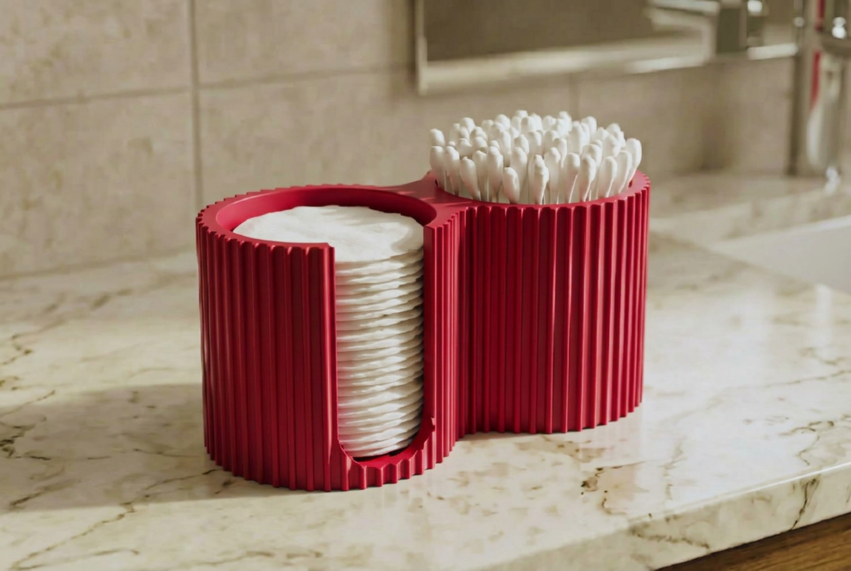 Porta dischetti e cotton fioc in rosso rubino