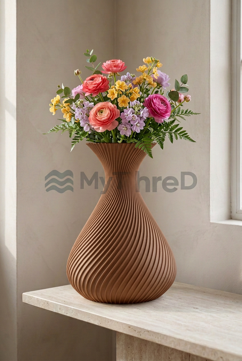 Vaso Elica Marrone caldo con bouquet e filigrana MyThreeD
