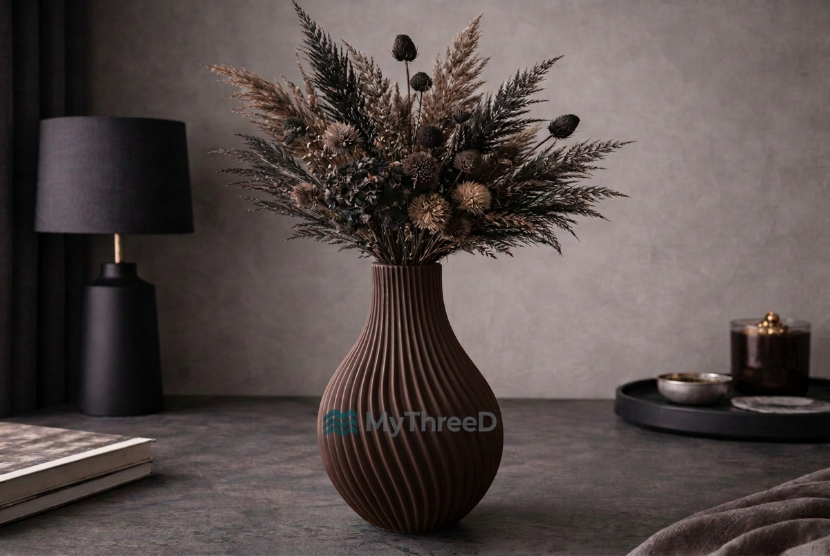 Vaso a spirale marrone caldo con filigrana MyThreeD