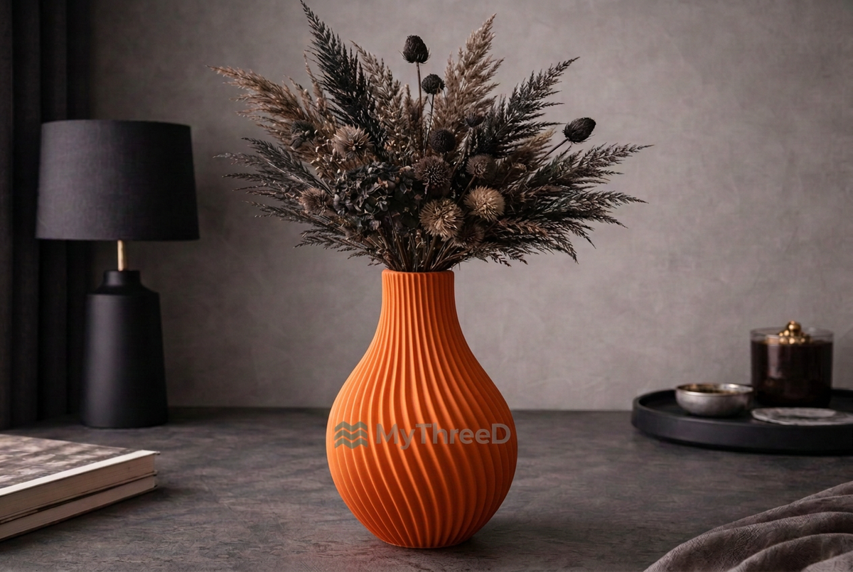 Vaso a spirale arancione con filigrana MyThreeD