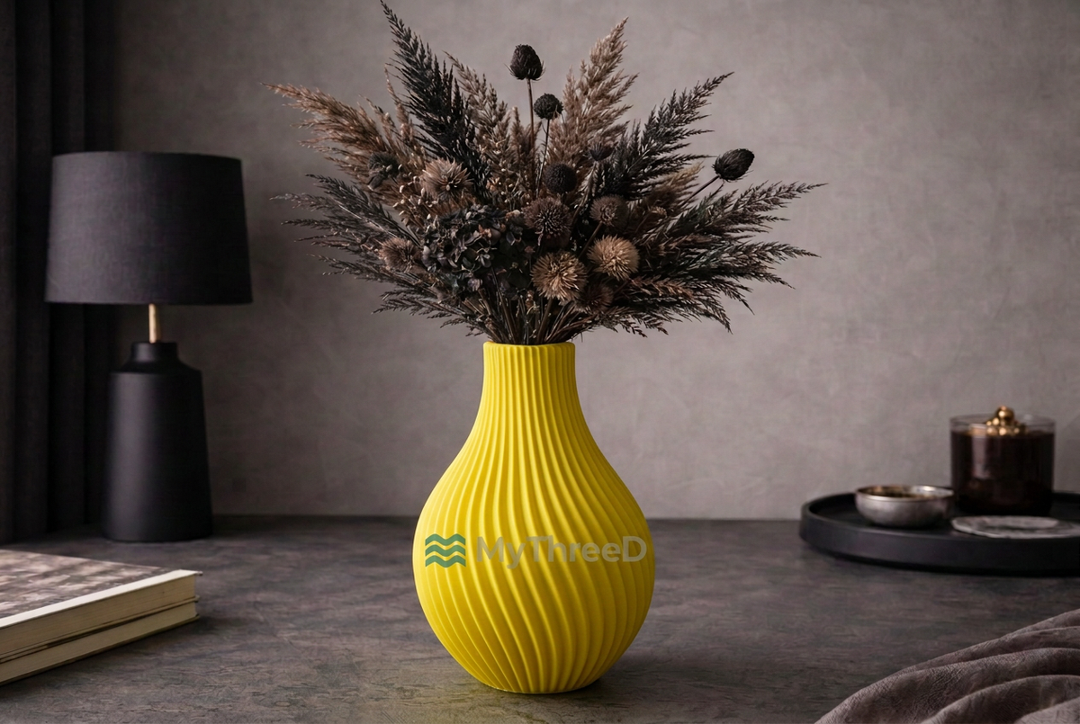 Vaso a spirale giallo acceso con filigrana MyThreeD