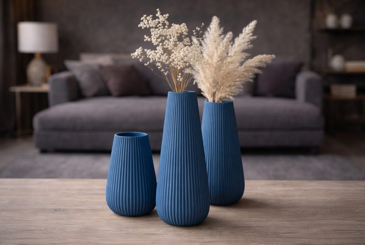 Tre vasi a coste, Blu matte