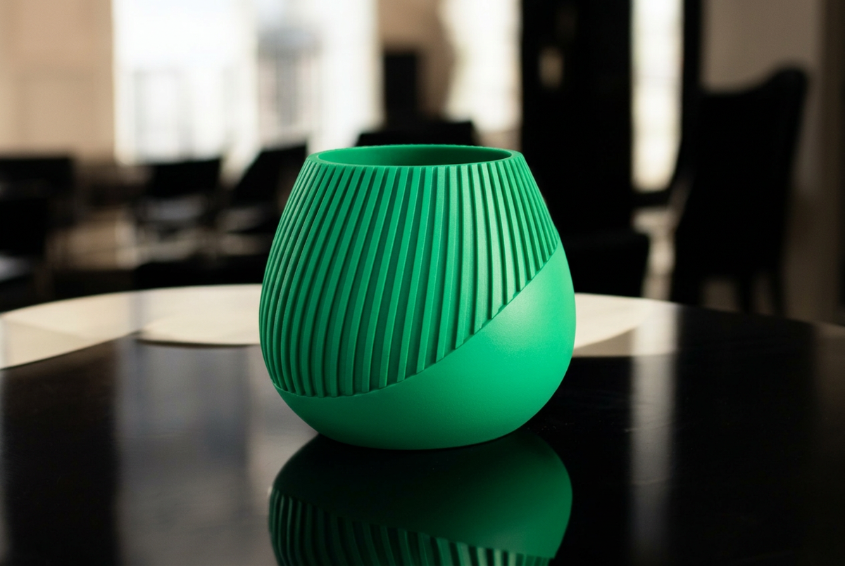 Vaso con righe diagonali verde