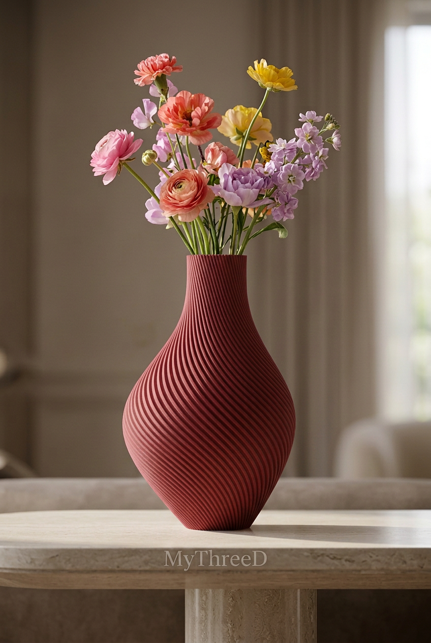 Vaso asimmetrico a coste Rosso rubino