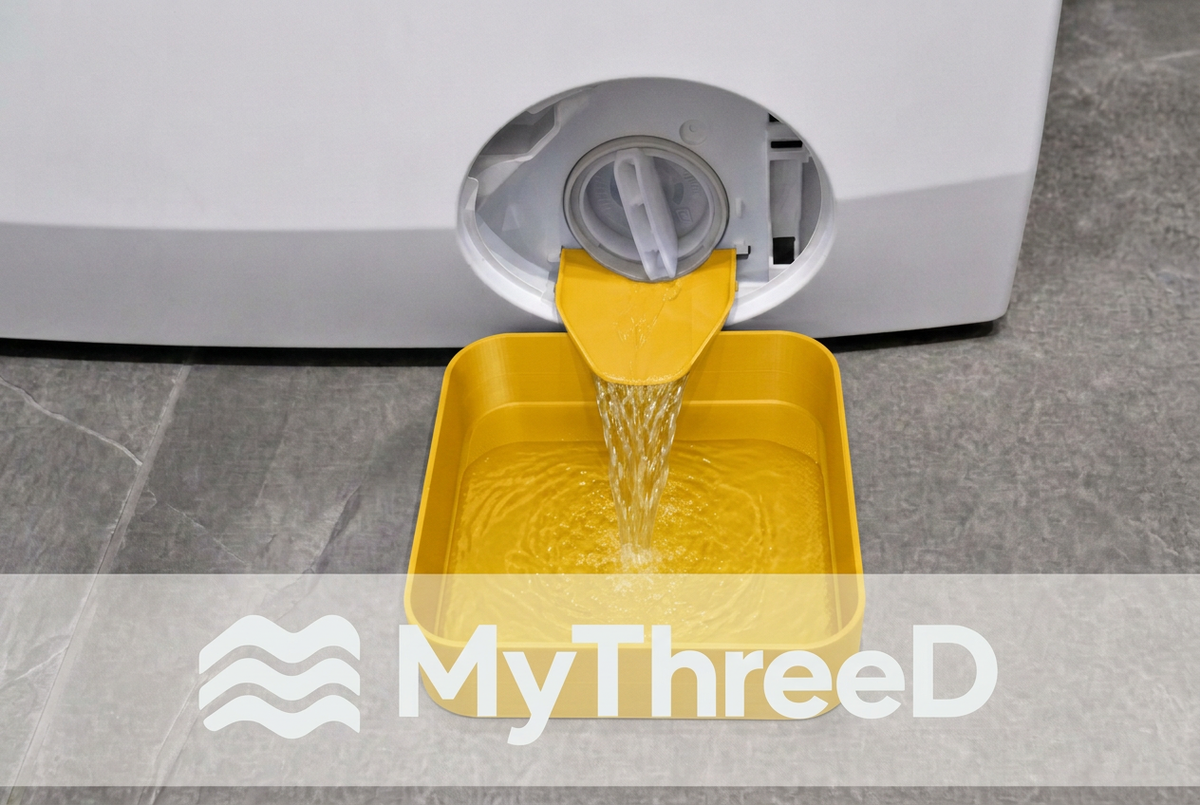 Kit scarico lavatrice giallo acceso con logo MyThreeD