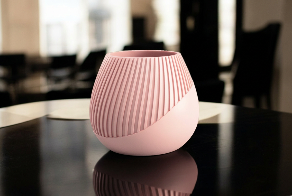 Vaso con righe diagonali rosa pastello