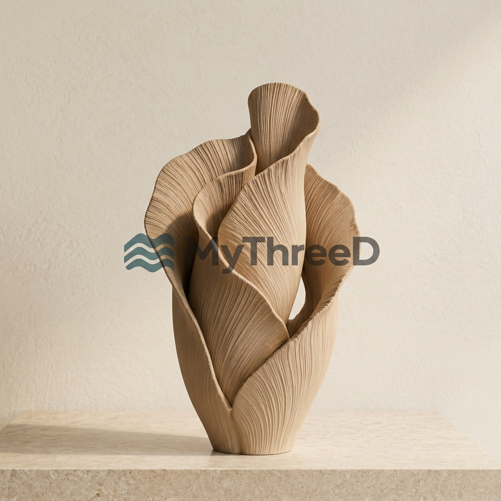 Vaso PETALI beige opaco con filigrana MyThreeD