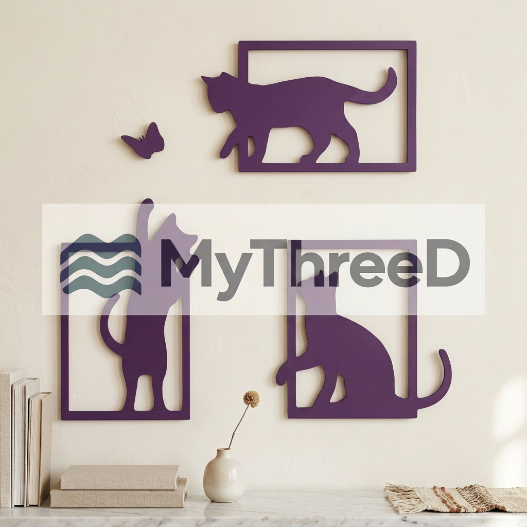 Set gatti e farfalla viola opaco MyThreeD