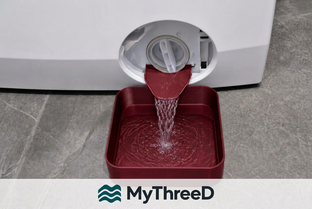 Kit scarico lavatrice rosso rubino con logo MyThreeD