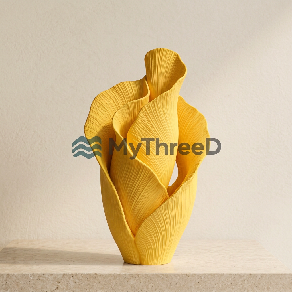 Vaso PETALI giallo acceso opaco con filigrana MyThreeD