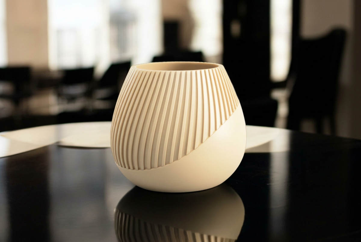 Vaso con righe diagonali bianco avorio