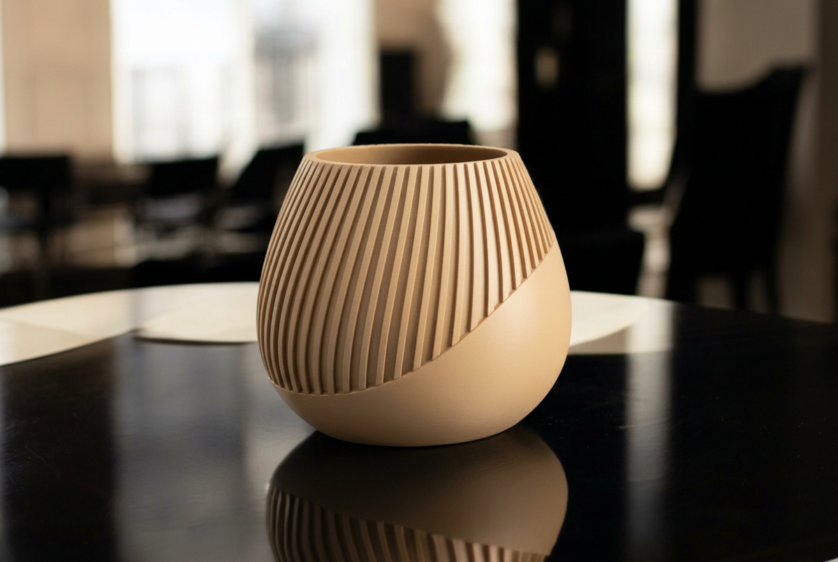 Vaso con righe diagonali beige