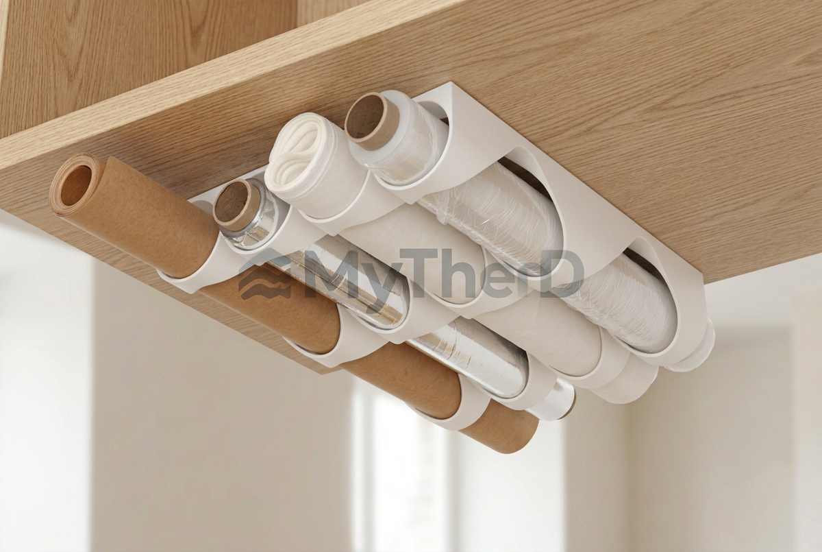 Portarotoli da cucina sottopensile bianco opaco con filigrana MyThreeD