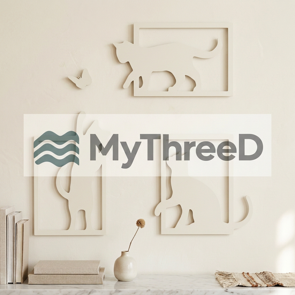 Set gatti e farfalla bianco avorio opaco MyThreeD