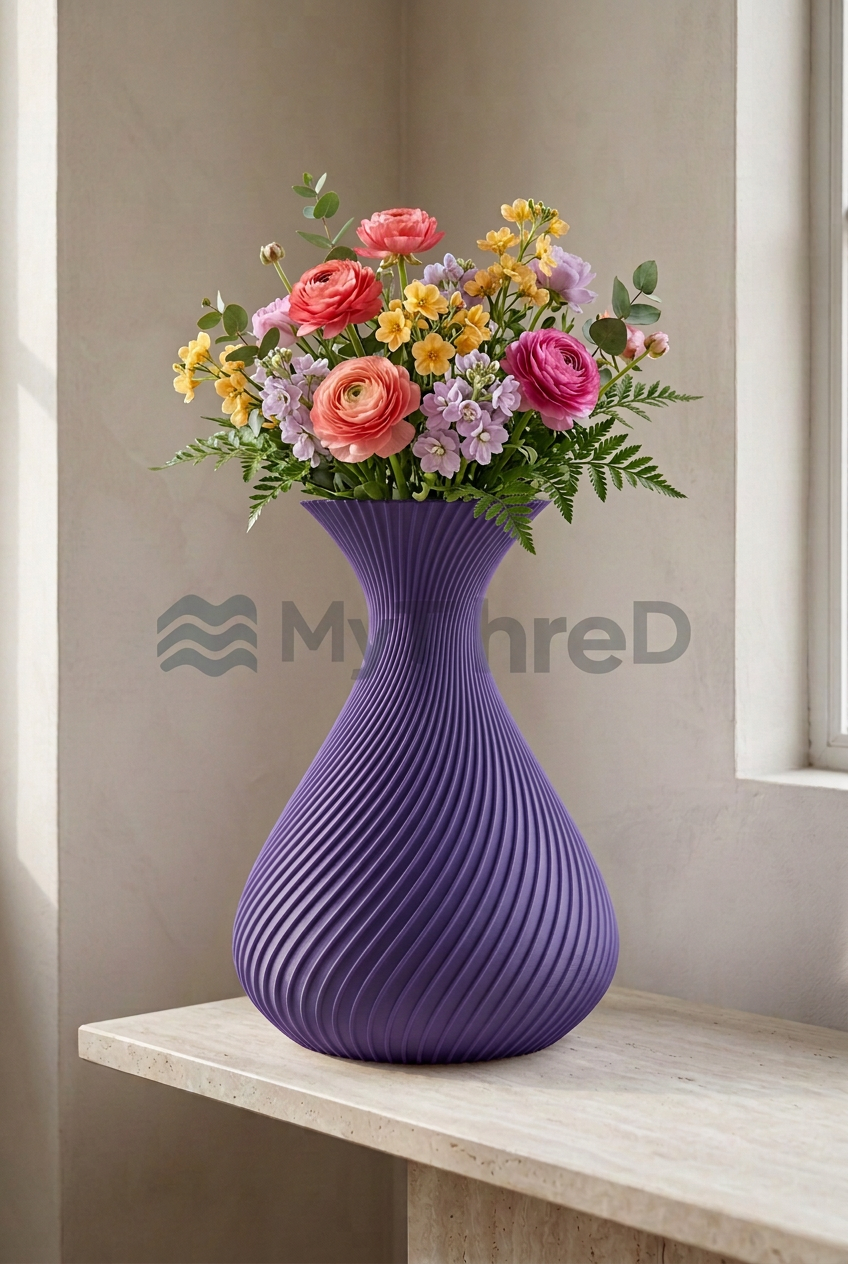 Vaso Elica Viola con bouquet e filigrana MyThreeD