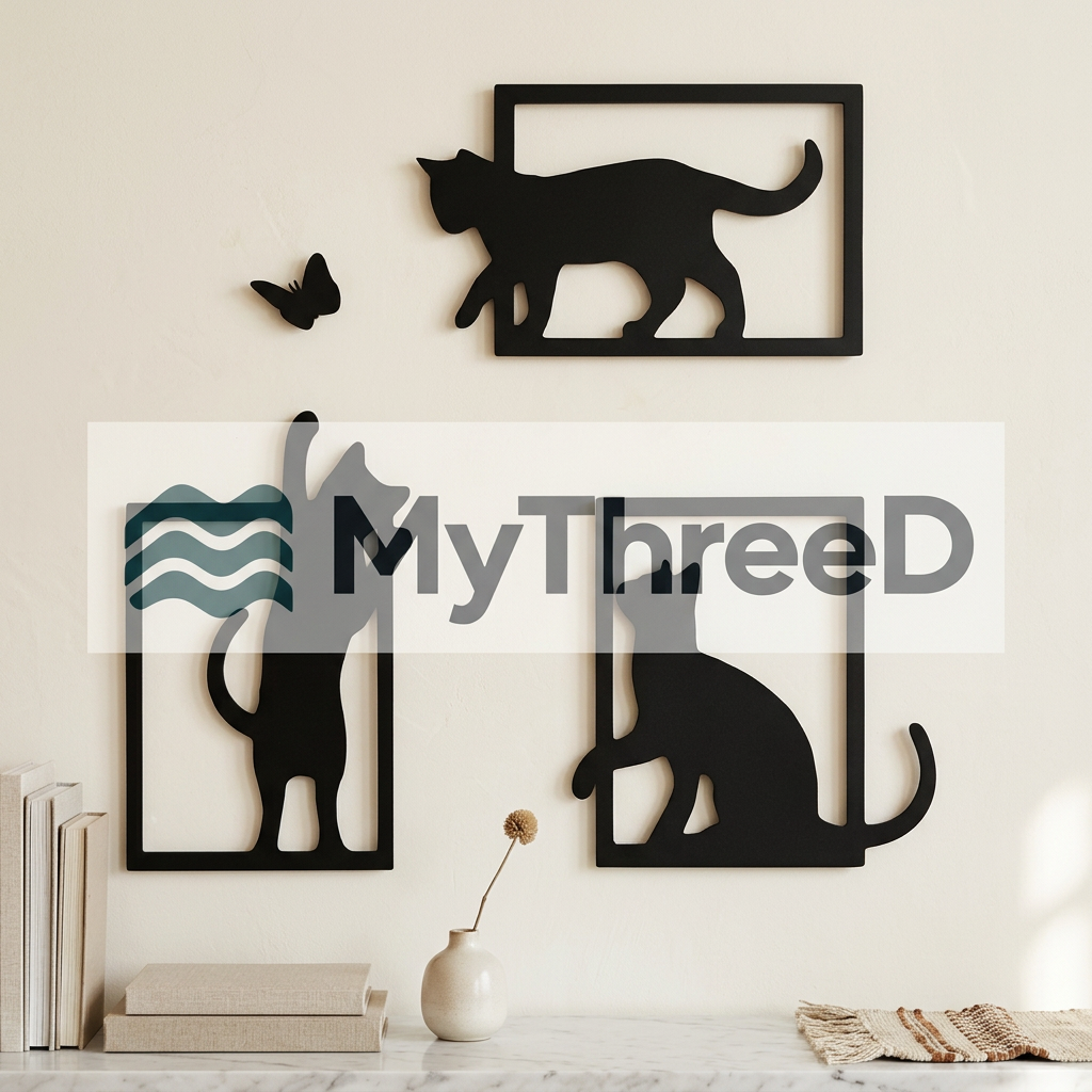Set gatti e farfalla nero opaco MyThreeD