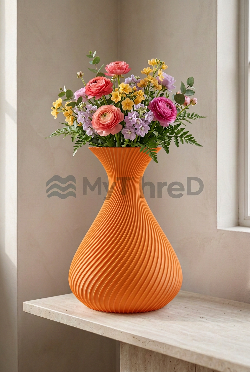 Vaso Elica Arancione con bouquet e filigrana MyThreeD