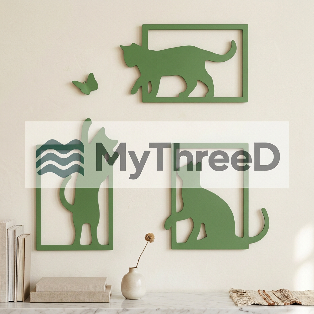 Set gatti e farfalla verde opaco MyThreeD