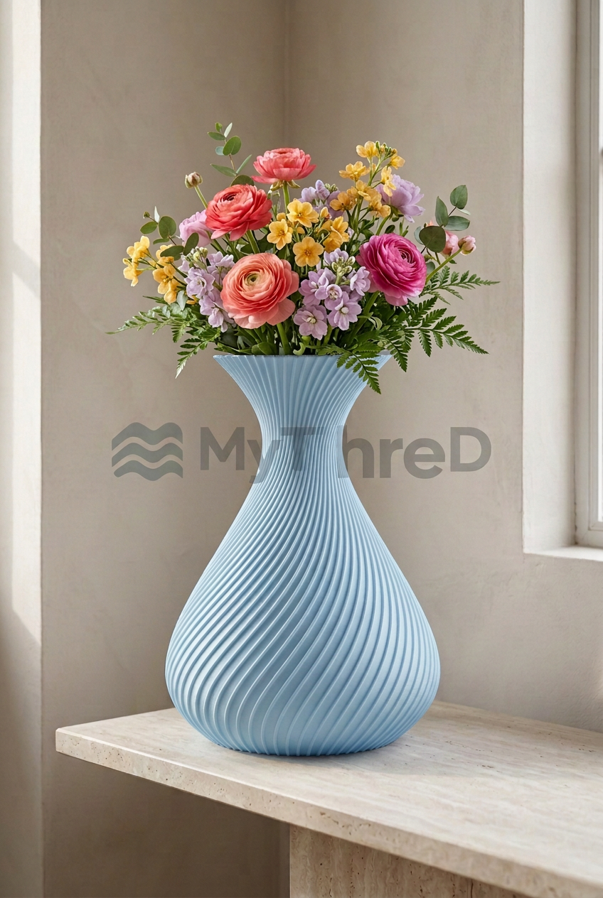 Vaso Elica Celeste con bouquet e filigrana MyThreeD