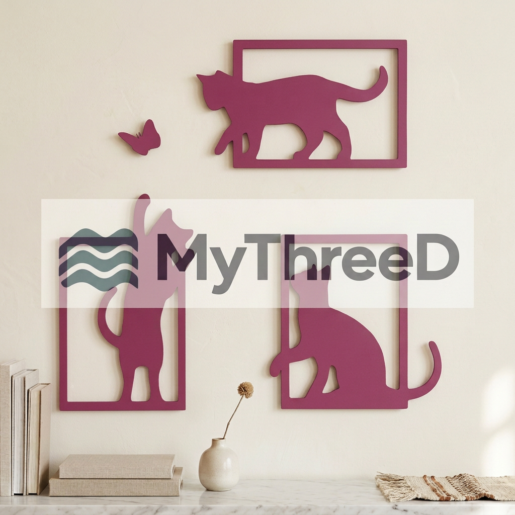 Set gatti e farfalla magenta opaco MyThreeD