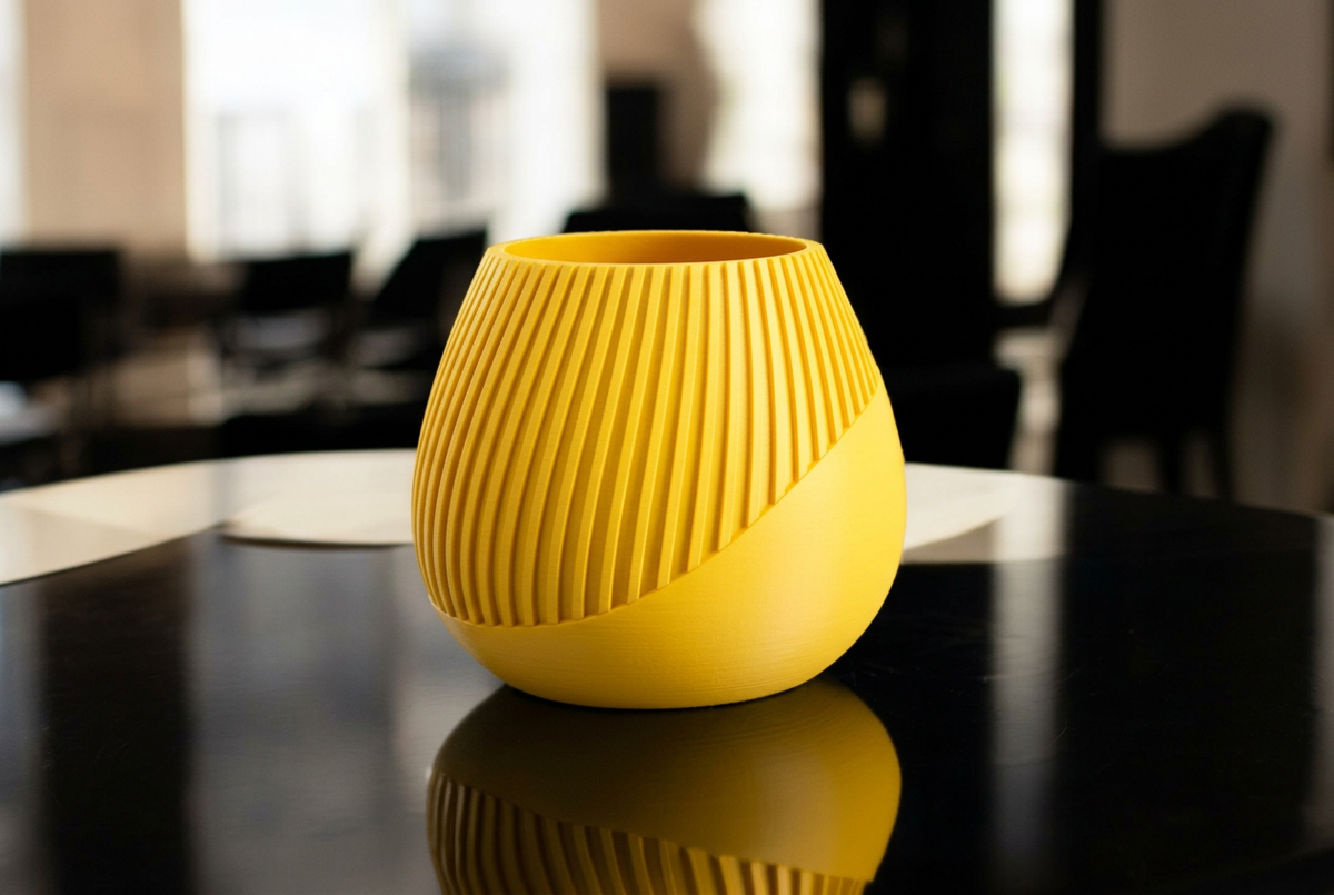 Vaso con righe diagonali giallo