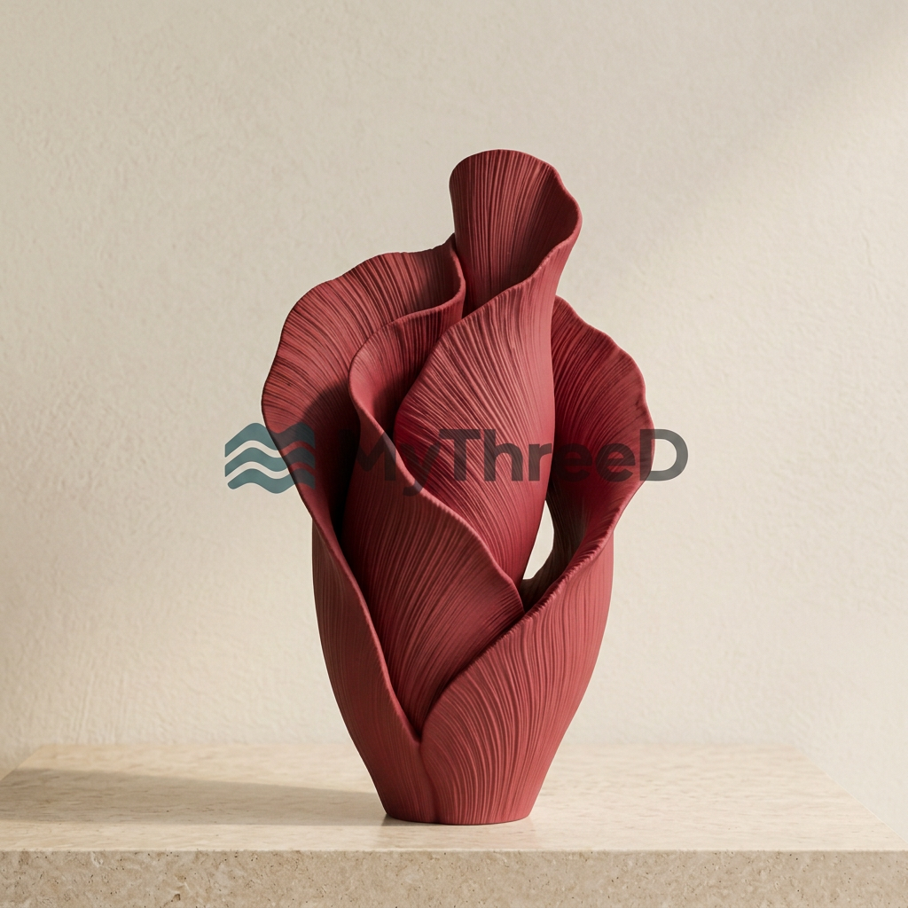 Vaso PETALI rosso rubino opaco con filigrana MyThreeD