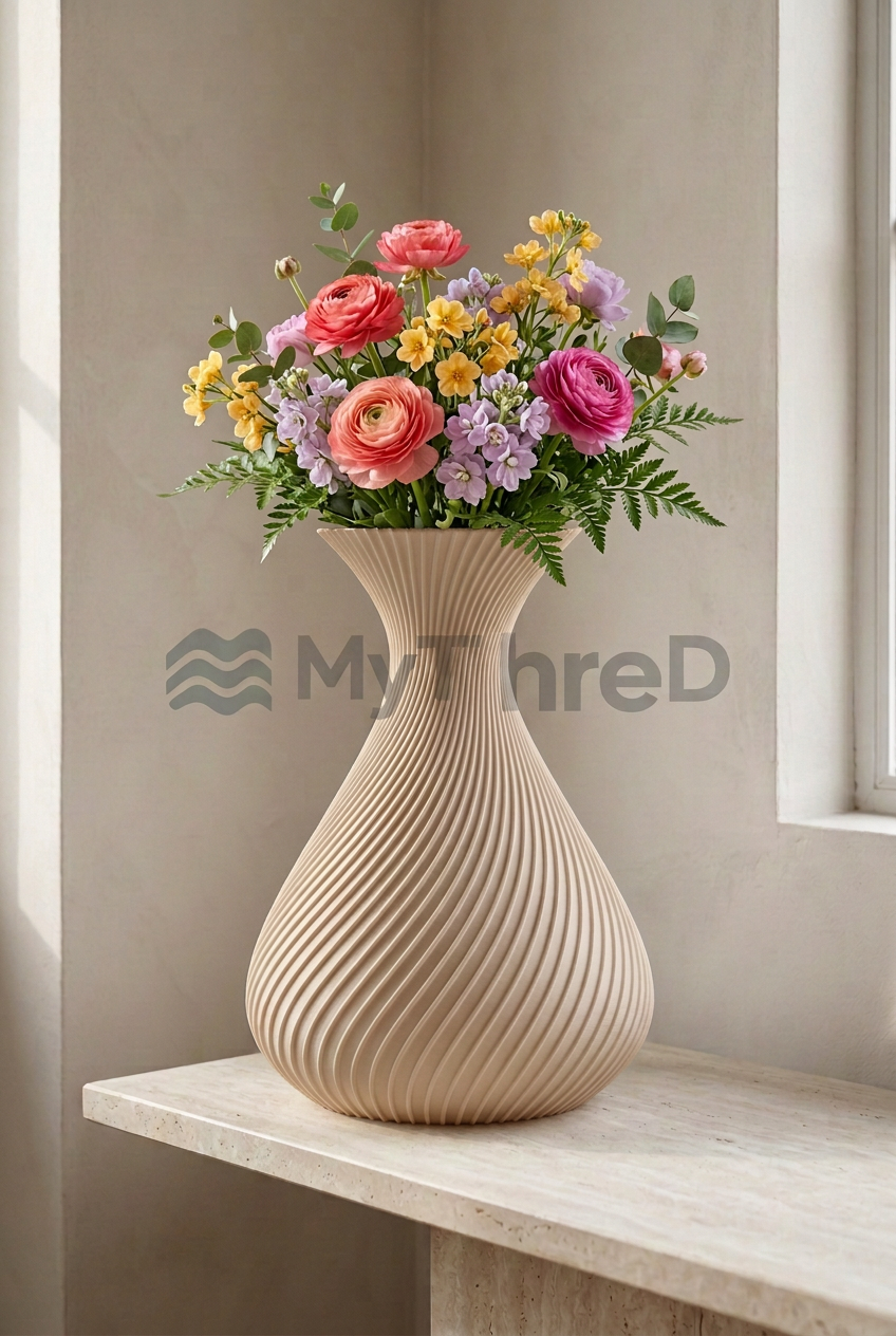 Vaso Elica Beige con bouquet e filigrana MyThreeD