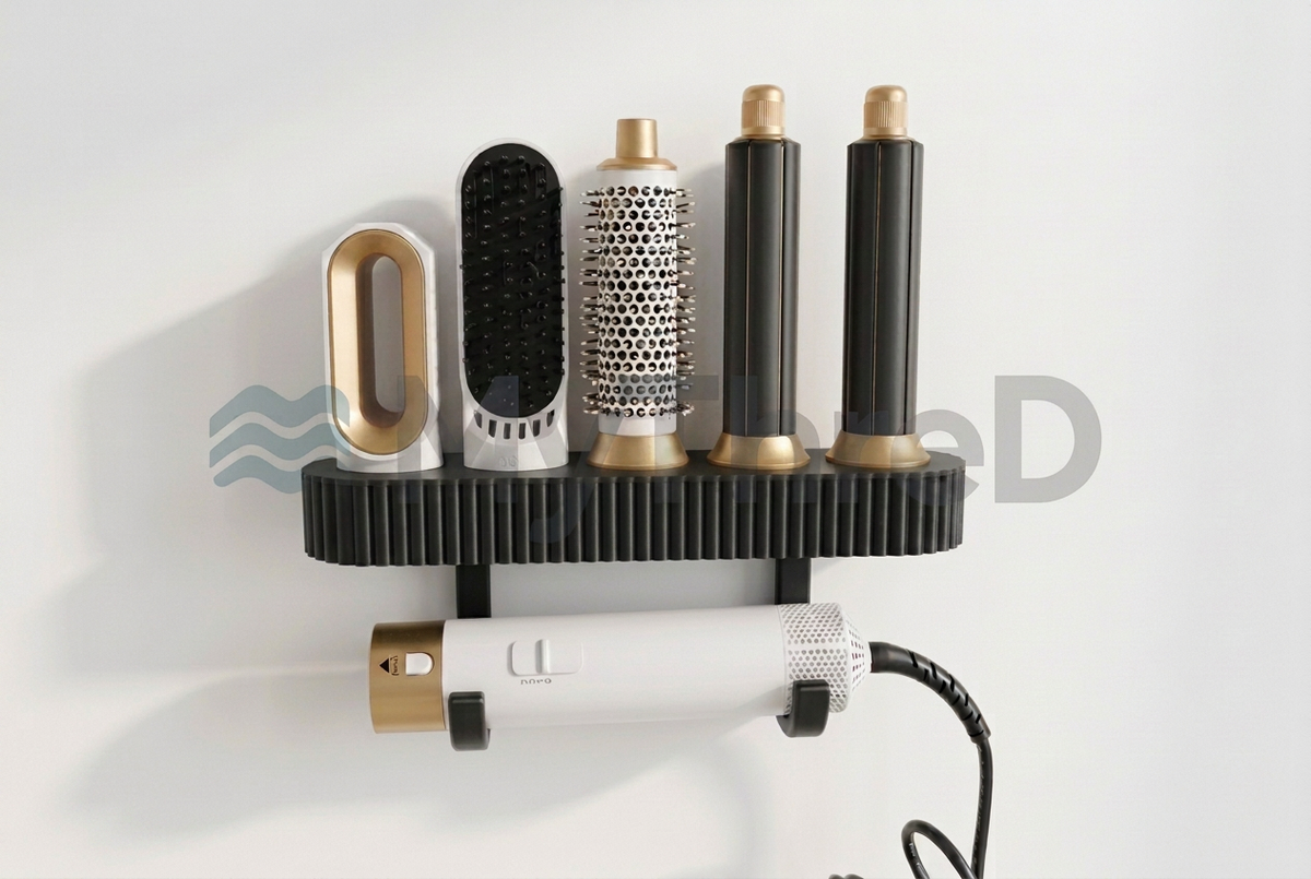 Porta accessori styling con coste nere, base e ganci neri