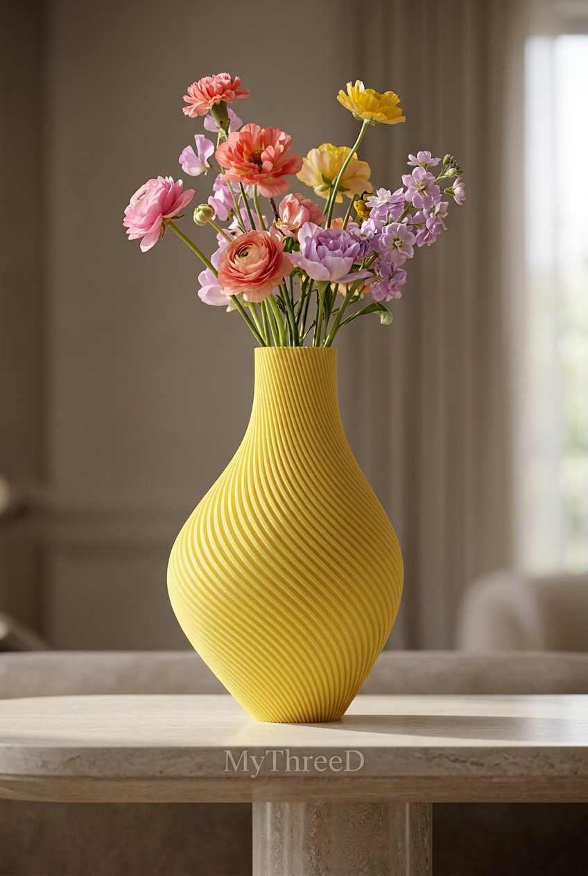 Vaso asimmetrico a coste Giallo acceso