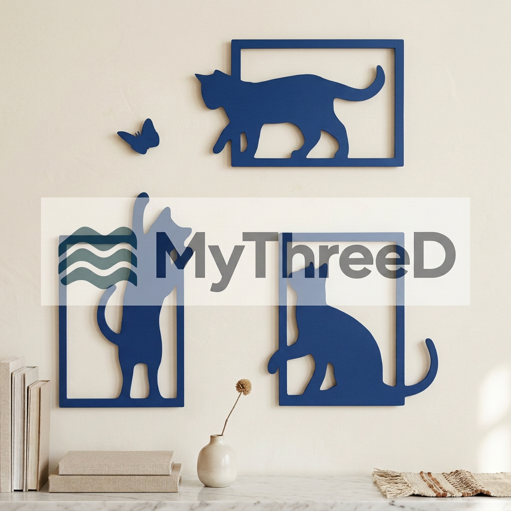 Set gatti e farfalla blu opaco MyThreeD
