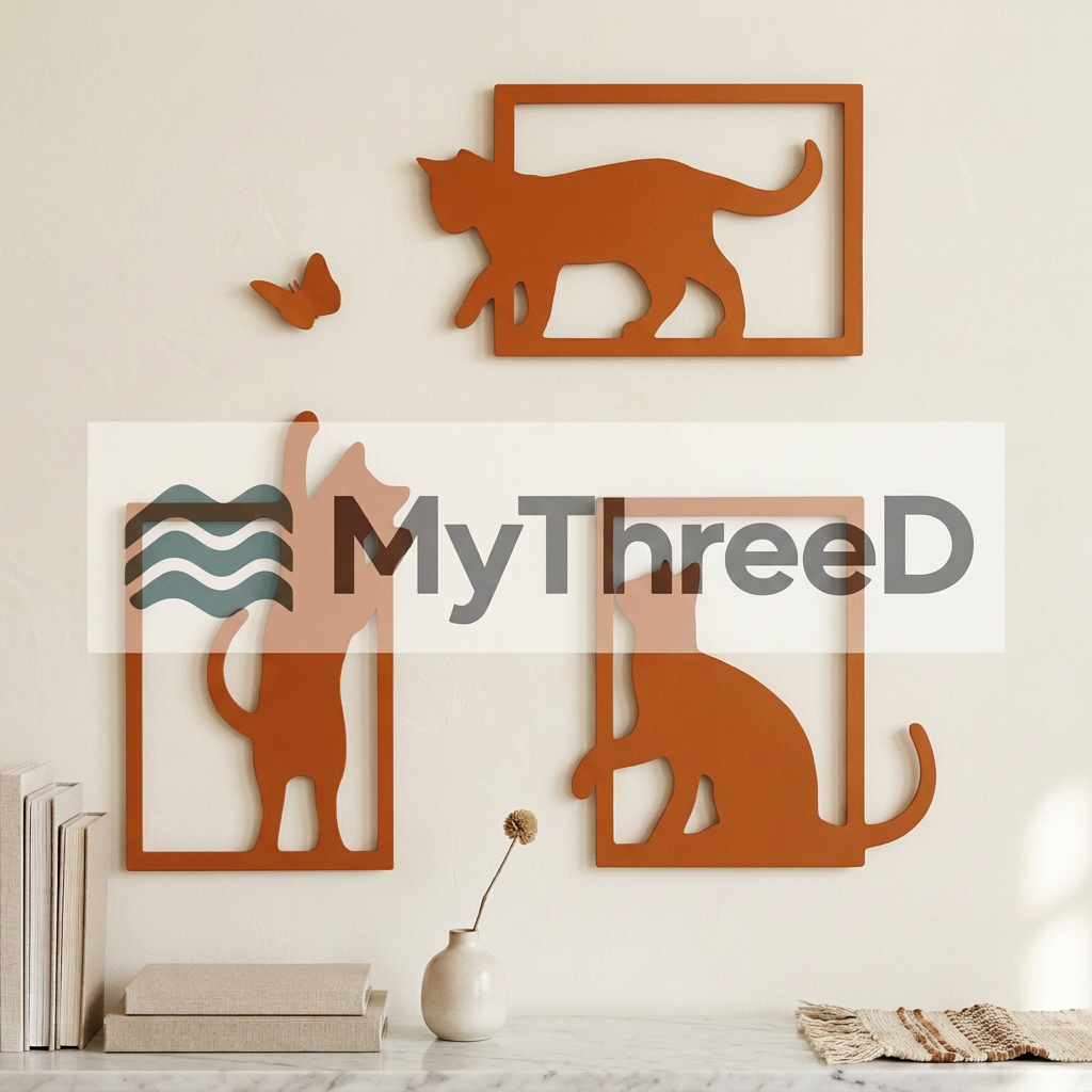 Set gatti e farfalla arancione opaco MyThreeD