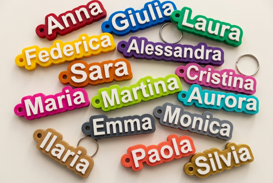 Portachiavi personalizzati su sfondo neutro